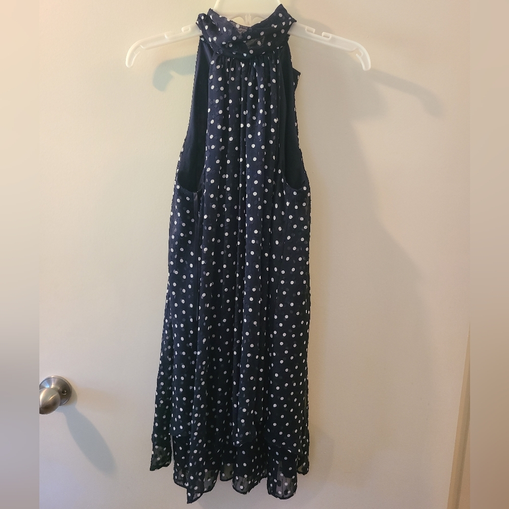 Alex Marie Dark Blue Dress with White Dots